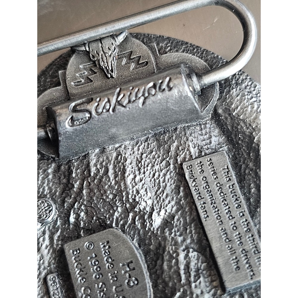 Vintage 1996 Brickyard 400 NASCAR Belt Buckle Siskiyou Made in USA Pewter H-3 - Picture 4 of 7